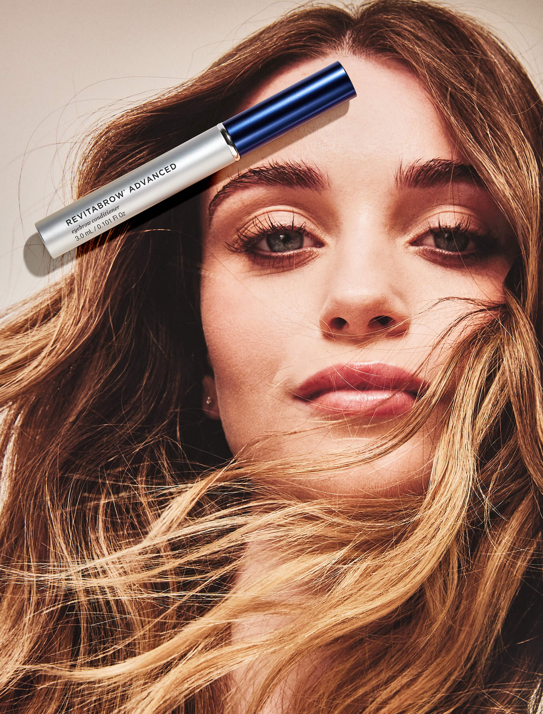 model with flowing hair and RevitaBrow Advanced